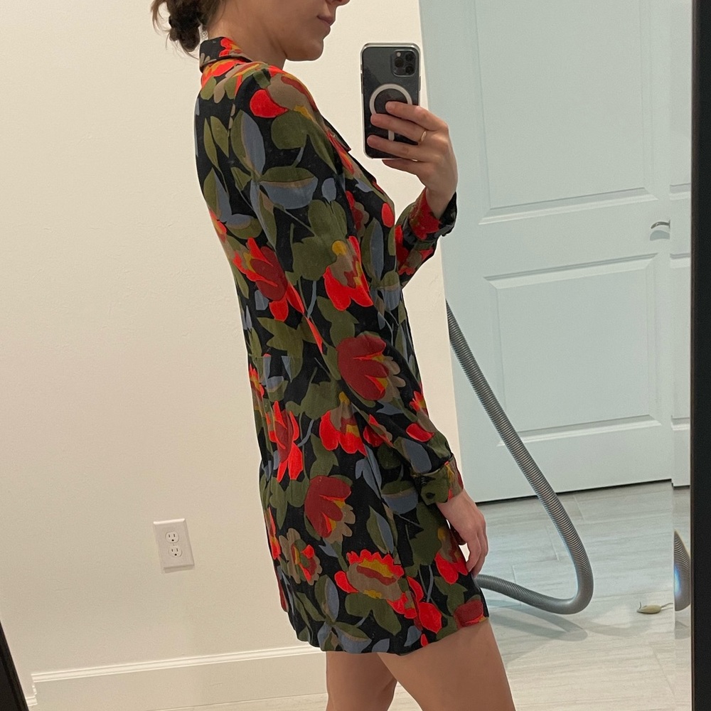 Short Floral Button Up Dress Small Zara - Picture 2 of 3